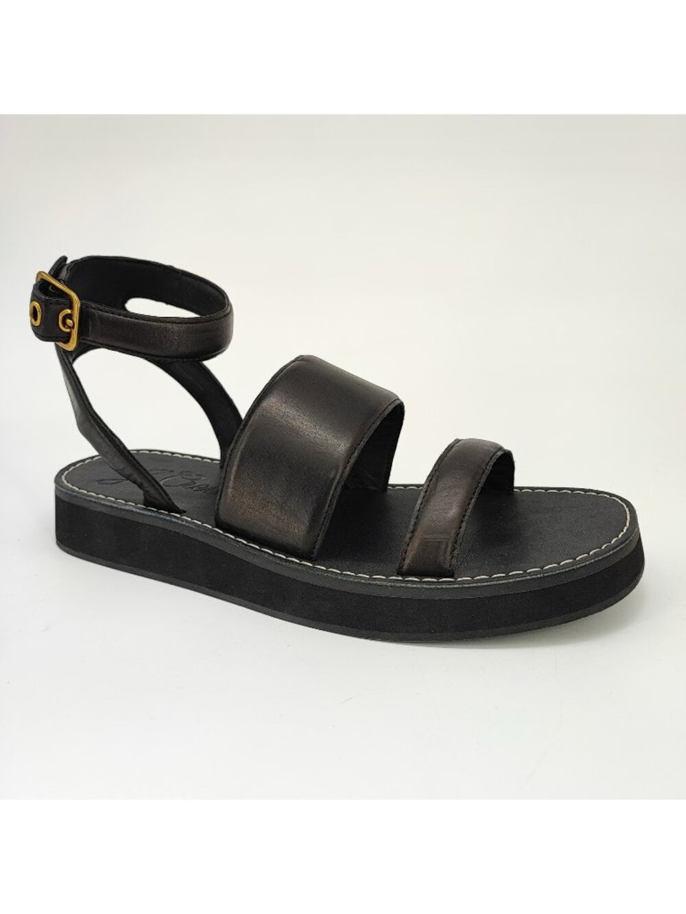 J. Crew Mallorca Women's Size 10 Sandals Leather Black Platform Strap BE797